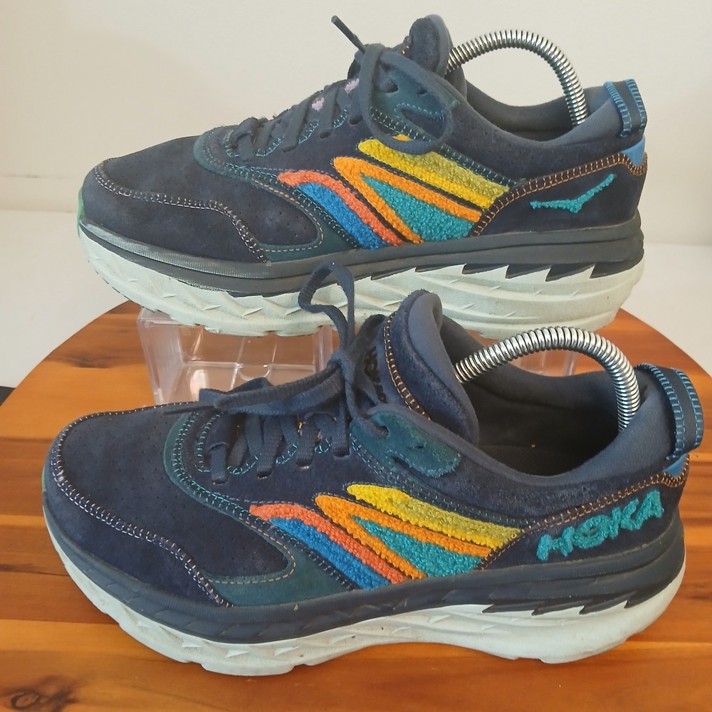 Hoka Bondi L Embroidery Women 10 Blue Running Shoes Sneakers 1126855 OSAT
